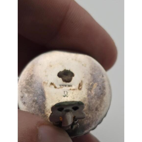 Schlecht Sterling Earrings Spiderweb Turquoise & Carnelian - Picture 6 of 7